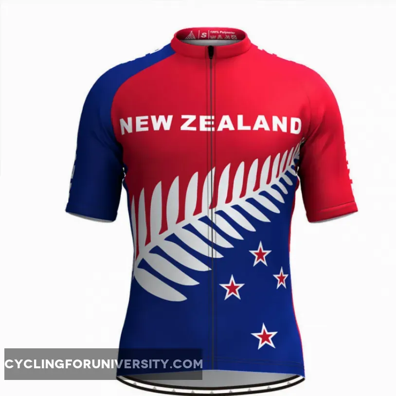 New Zealand Silver Fern Flag Men's Cycling Jersey Red/Blue