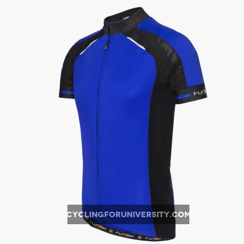 FunKier Firenze Full Zip Short Sleeve Men's Cycling Jersey Blue J7306BU-2