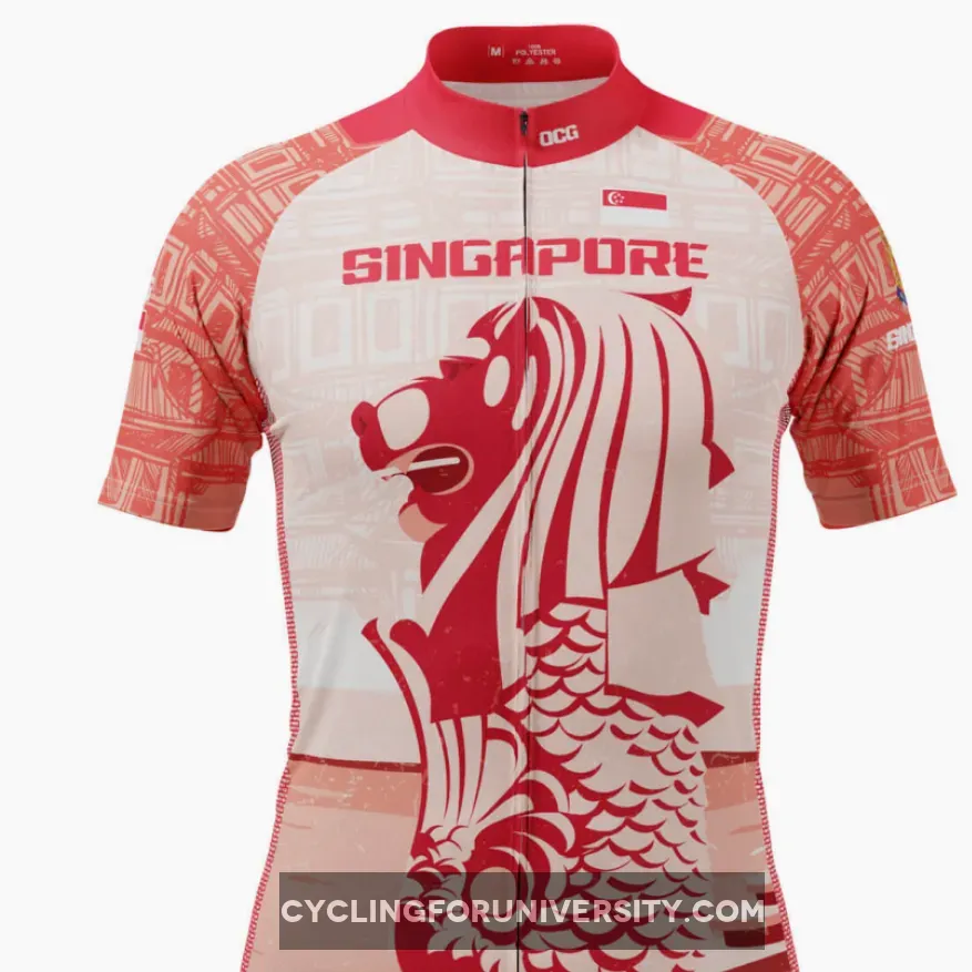 Men's Singapore Merlion Lion Short Sleeve Cycling Jersey