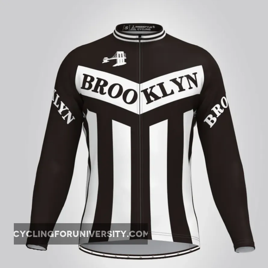 Retro Brooklyn Team Long Sleeve Men's Cycling Jersey Black