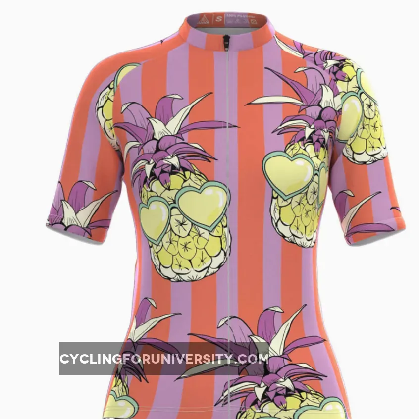 Women's Pineapple Print Stripe Cycling Jersey Outlet