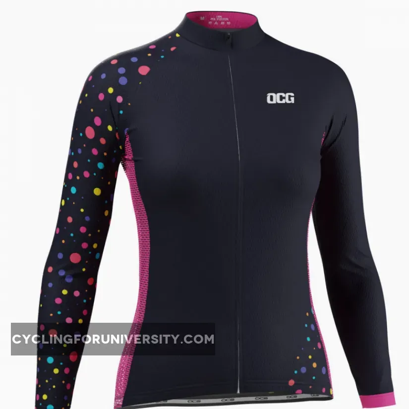 Women's Rainbow Polka Dots Long Sleeve Cycling Jersey
