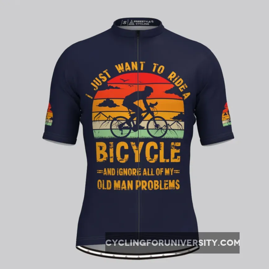 I Just Want To Ride A Bicycle Cycling Jersey Navy