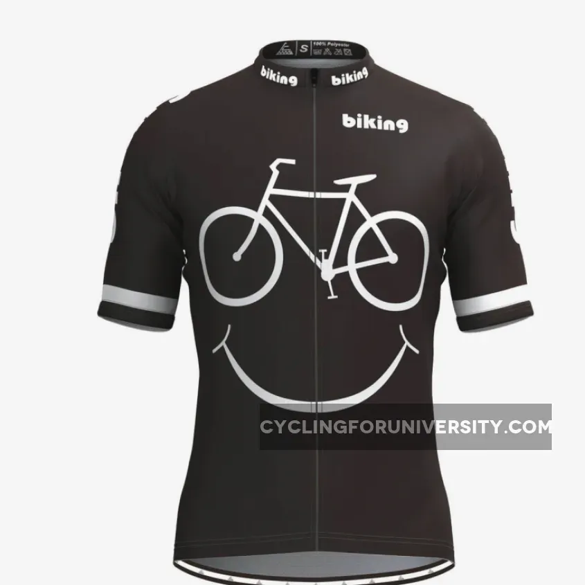 Bicycle Smile Emoji Men's Cycling Jersey Black Online