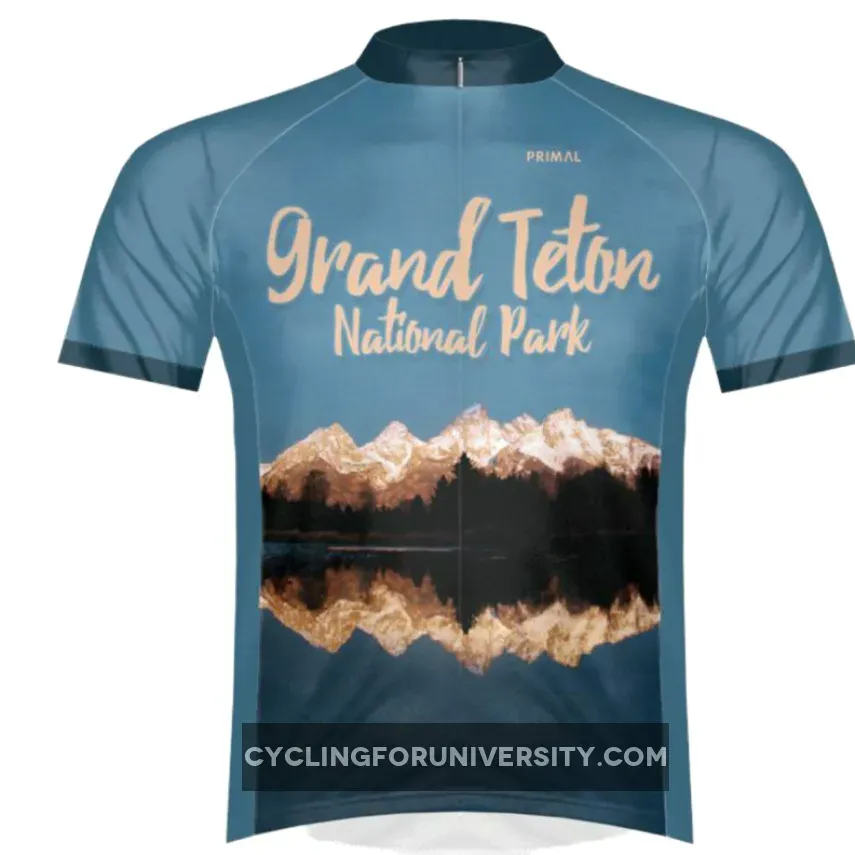 Primal Wear Grand Teton National Park men's Sport Cut Full Zip Short Sleeve Cycling Jersey