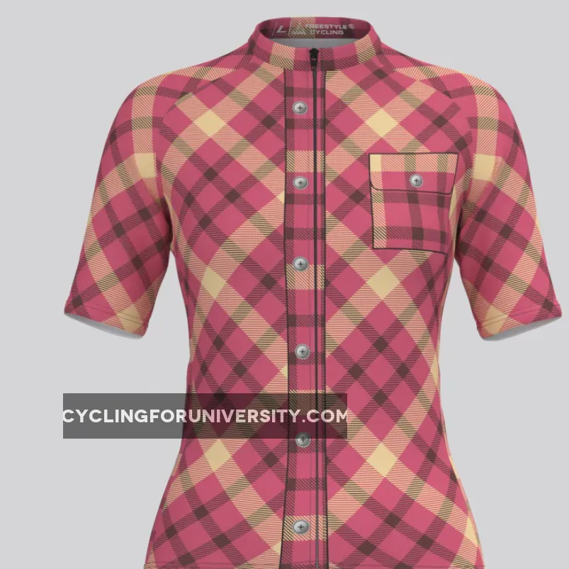 Plaid Checkered Shirt V24 Women's Cycling Jersey Brand New