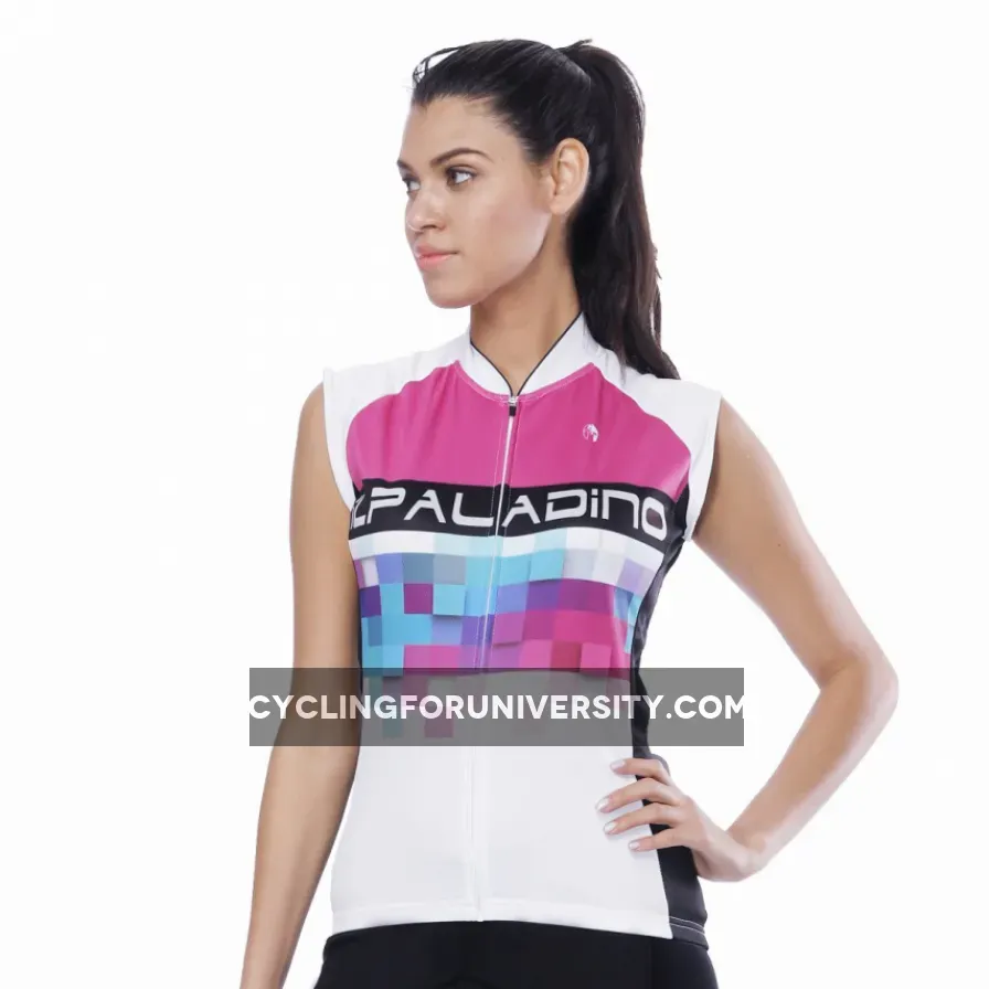 Pink Blue Mosaic Women's Cycling Sleeveless Bike Jersey T-shirt Summer Spring Road Bike Wear Mountain Bike MTB Clothes Sports Apparel Top NO. 788