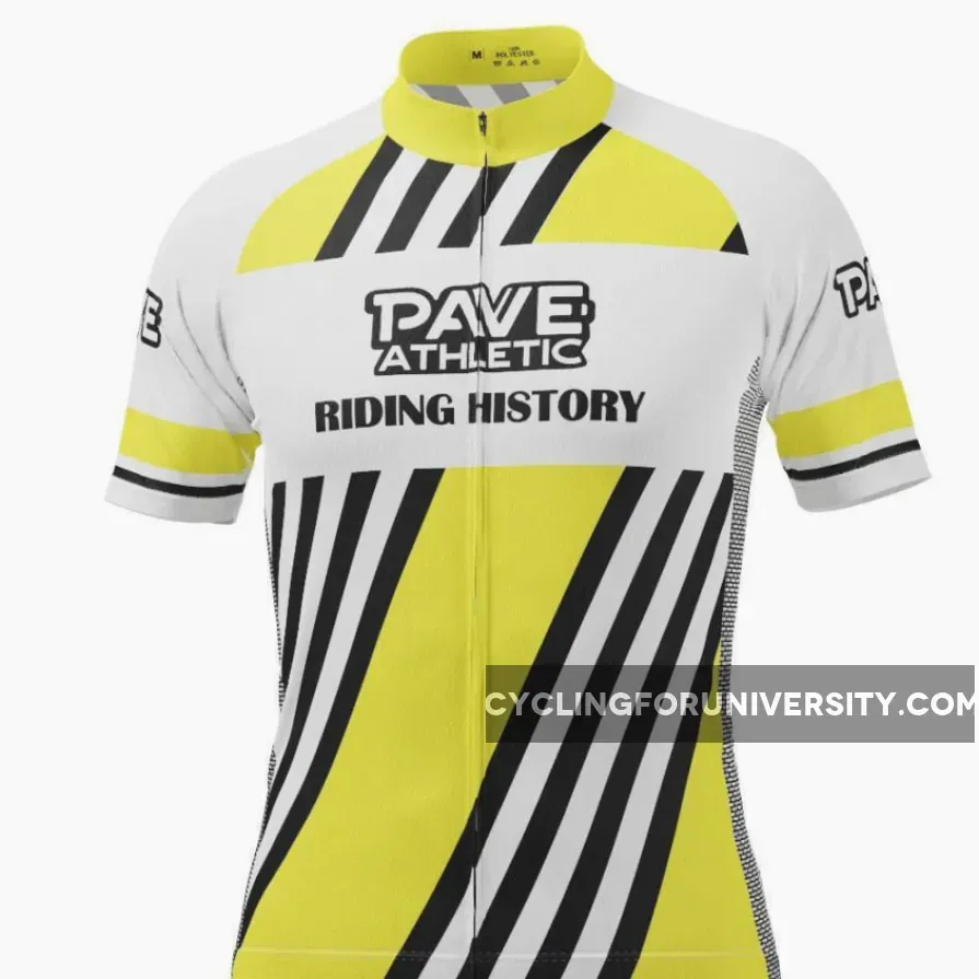 PAVE Athletic Retro Auto Yellow Short Sleeve Cycling Jersey