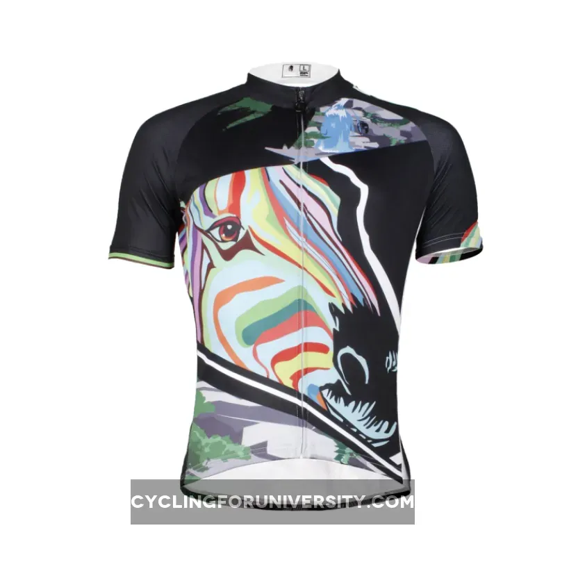 Multicoloured Zebra Head Cycling Jersey Men's Short-Sleeve Bicycling Shirts Summer NO.633