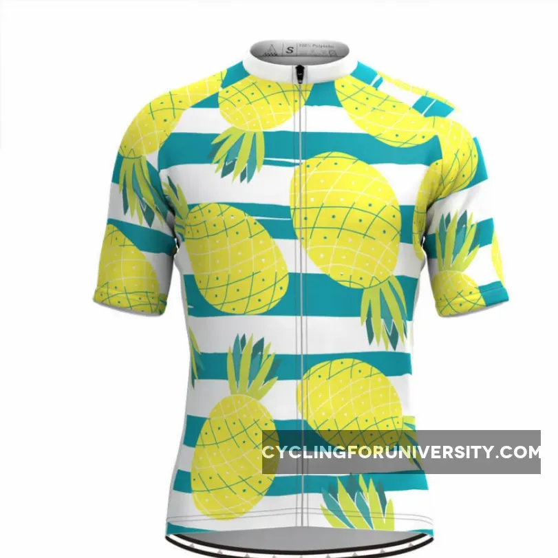 Men's Pineapple Print Stripe Cycling Jersey Yellow To Buy