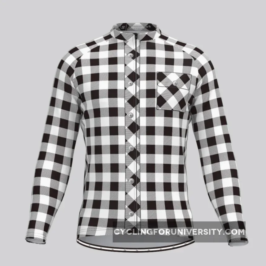 Plaid Checkered Shirt V2 Men's LS Cycling Jersey White