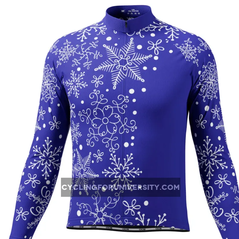 Men's Festive Snowflake Long Sleeve Cycling Jersey, Snowflake Cycle