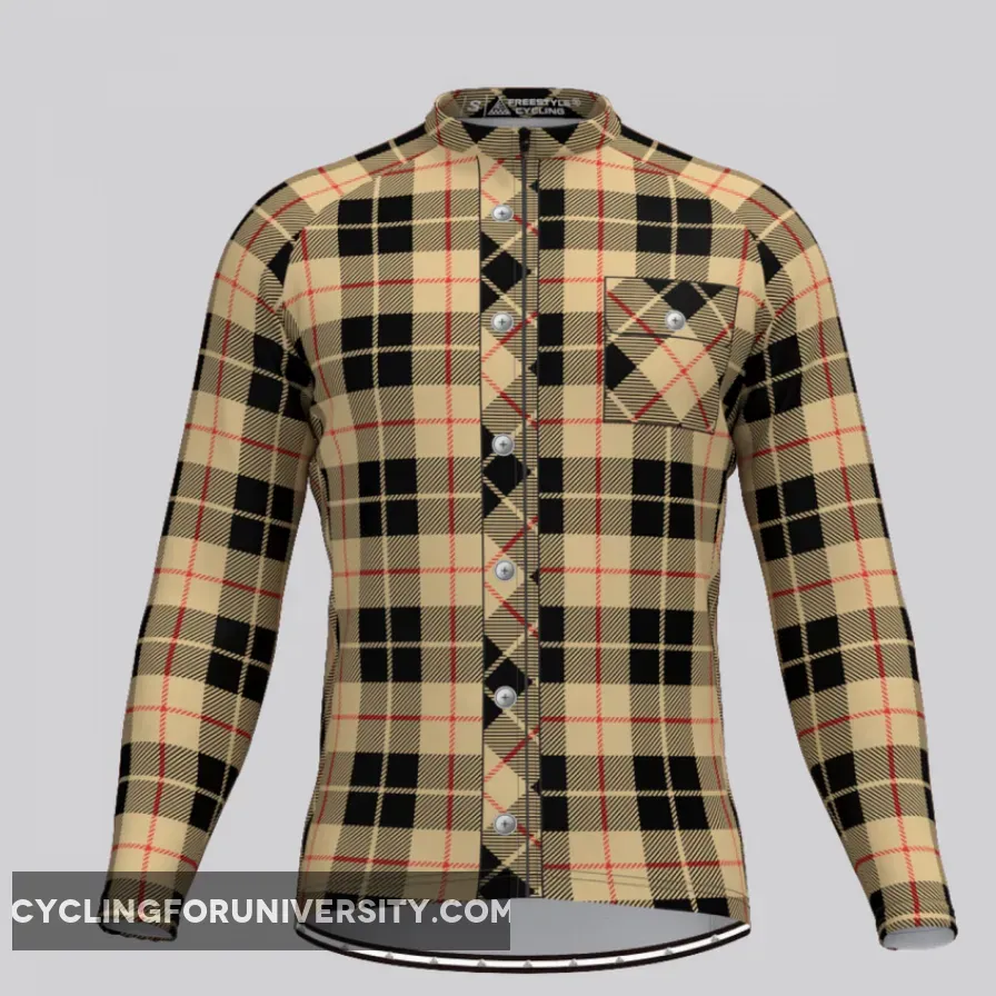 Plaid Checkered Shirt V15 Men's LS Cycling Jersey Brand New