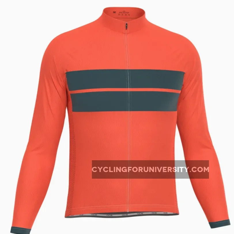 Men's Retro Two Stripe Orange Long Sleeve Cycling Jersey 36.5 Cycling