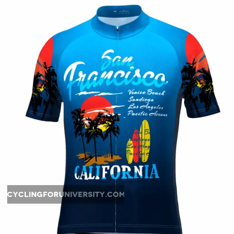 Men's San Francisco California Beach Short Sleeve Cycling Jersey, California Beach Clothing