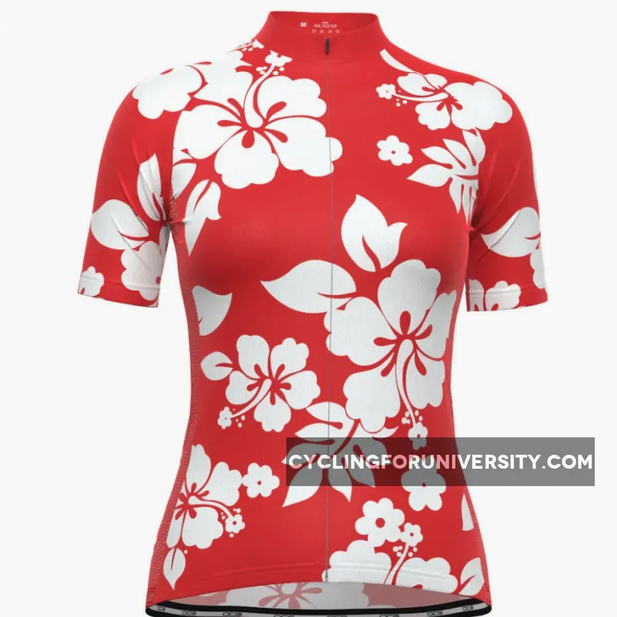 Women's Hawaiian Aloha Floral Short Sleeve Cycling Jersey