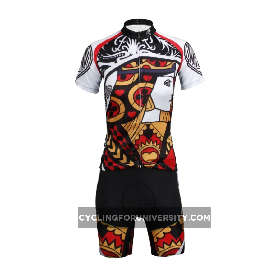 Playing Cards Poker Face Heart Queen Women's Long Sleeves Cycling Jerseys T-shirt NO.641