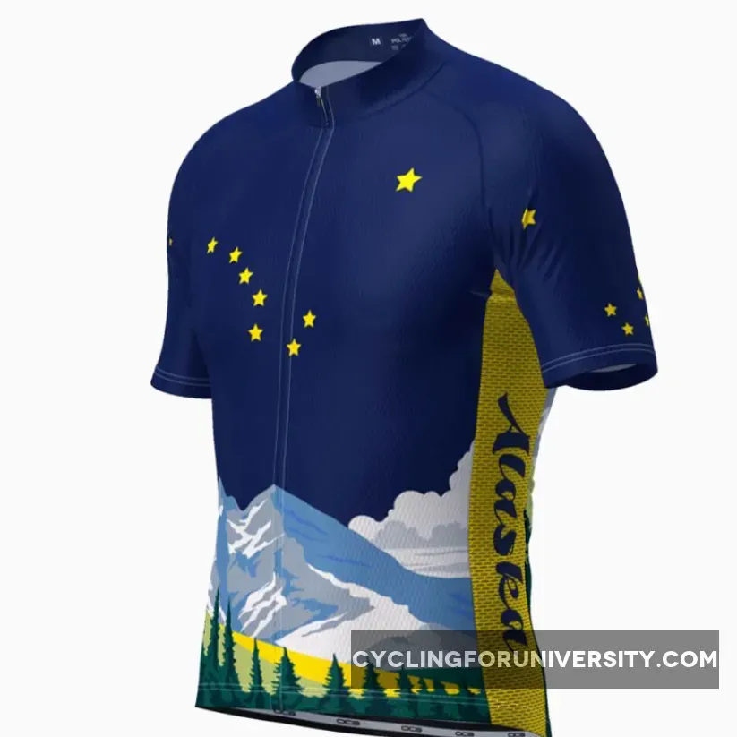 Men's Alaska Flag Short Sleeve Cycling Jersey, Alaska Cycling