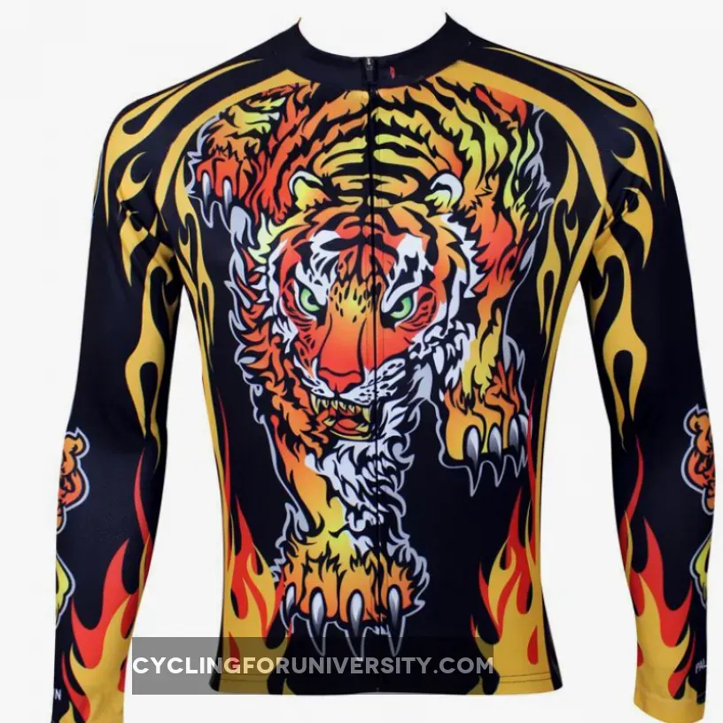 ILPALADINO Tiger Men's Long Sleeves Cycling Jersey Bicycling Pro Cycle Clothing Racing Apparel Outdoor Sports Leisure Biking T-shirt Winter (Velvet) 109