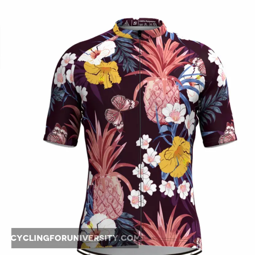 Men's Tropical & Floral Print Hawaiian Jersey -Pineapple