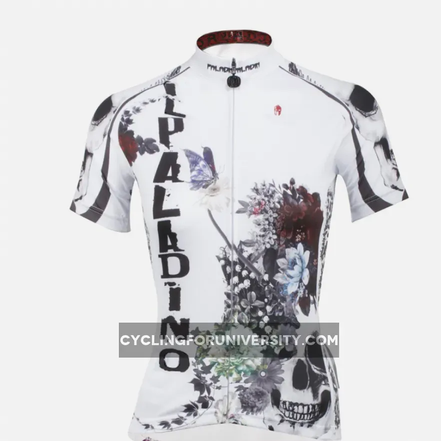 ILPALADINO Flower Blossom&Skull Women's Summer Cycling Short Jersey Bike Shirt SportsWear Exercise Bicycling Pro Cycle Clothing Racing Apparel Outdoor Sports Leisure Biking Shirts Quick—dry Shirt 091