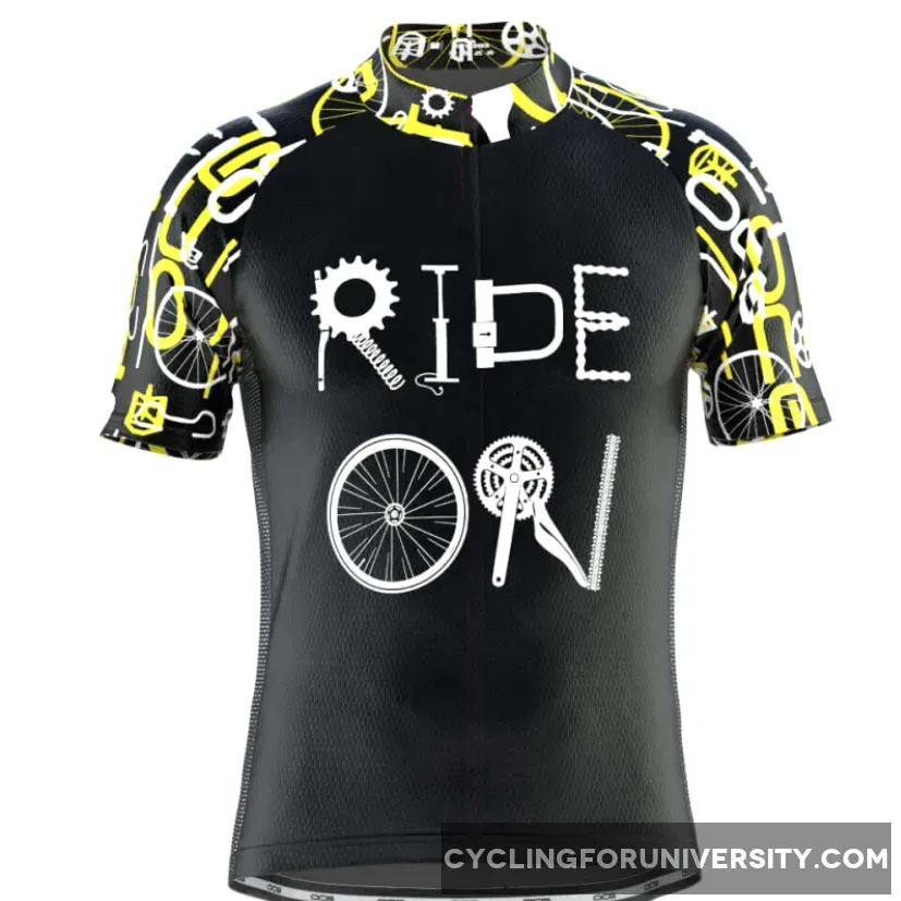 Men's Ride On Short Sleeve Black Cycling Jersey For Sale
