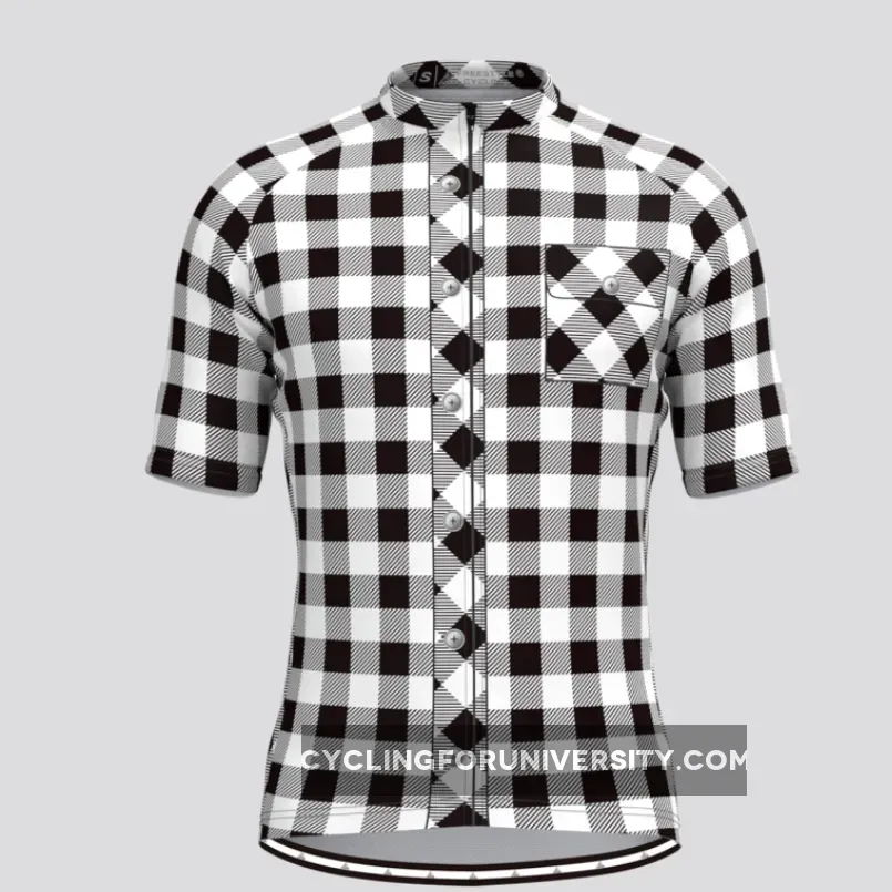Plaid Checkered Shirt V2 Men's Cycling Jersey White