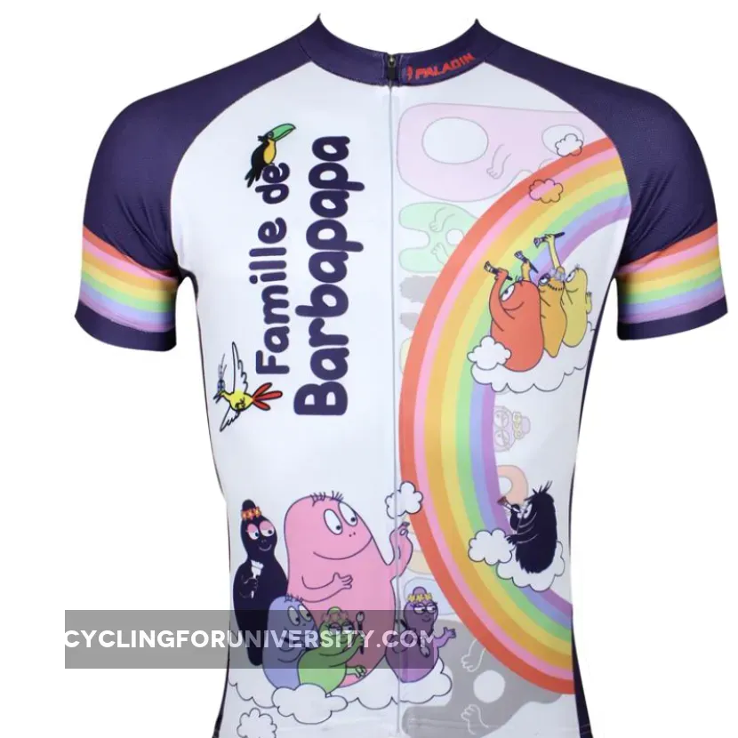 Famille de Barbapapa Rainbow Men's Short-Sleeve Cycling Jersey Breathable Sports Bicycling Shirts Summer Quick Dry Sportswear NO.115