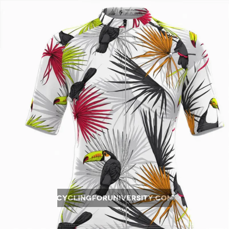 Women's Toucans Tropical Plant Print Hawaiian Cycling Jersey