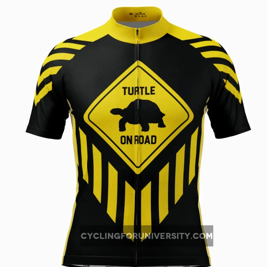 Men's Turtle on Road Short Sleeve Cycling Jersey Turtle On A Bike