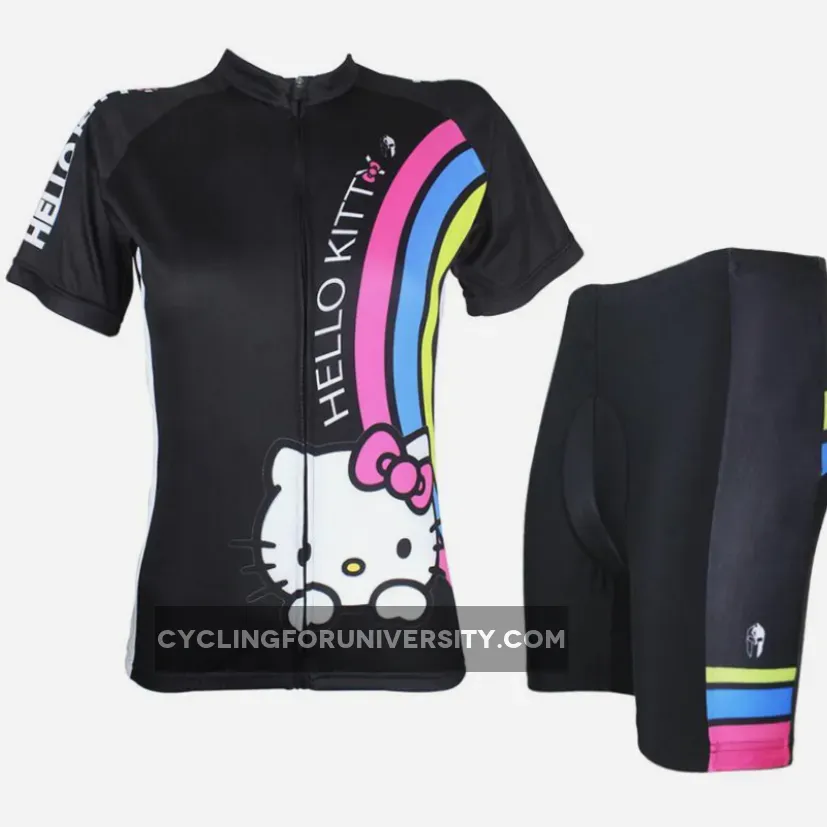 Cartoon World-HELLO KITTY Women's Long/short-sleeve Cycling Suit/Jersey Jacket T-shirt Summer Spring Autumn Clothes Sportswear Pro Cycle Clothing Racing Apparel Outdoor Sports Leisure Biking T-shirt Black Kit NO.025