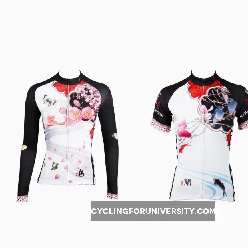 Two women's Magnolia& Peach Blossom flowers cycling short-sleeve&long-sleeve jerseys gear Spring&Summer Chinese Style sportswear Pro Cycle Clothing Racing Apparel Outdoor Sports Leisure Biking T-shirt NO.542/547