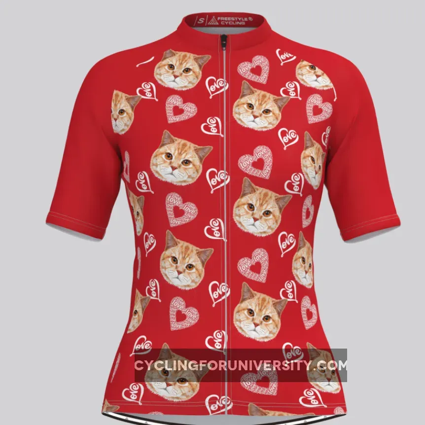 Custom Cat Face V4 Women's Jersey-Red Brand New