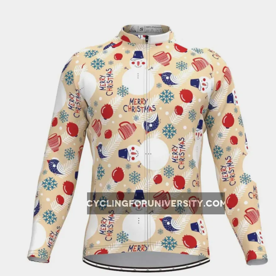 Merry Christmas graphic print Long Sleeve Cycling Jersey