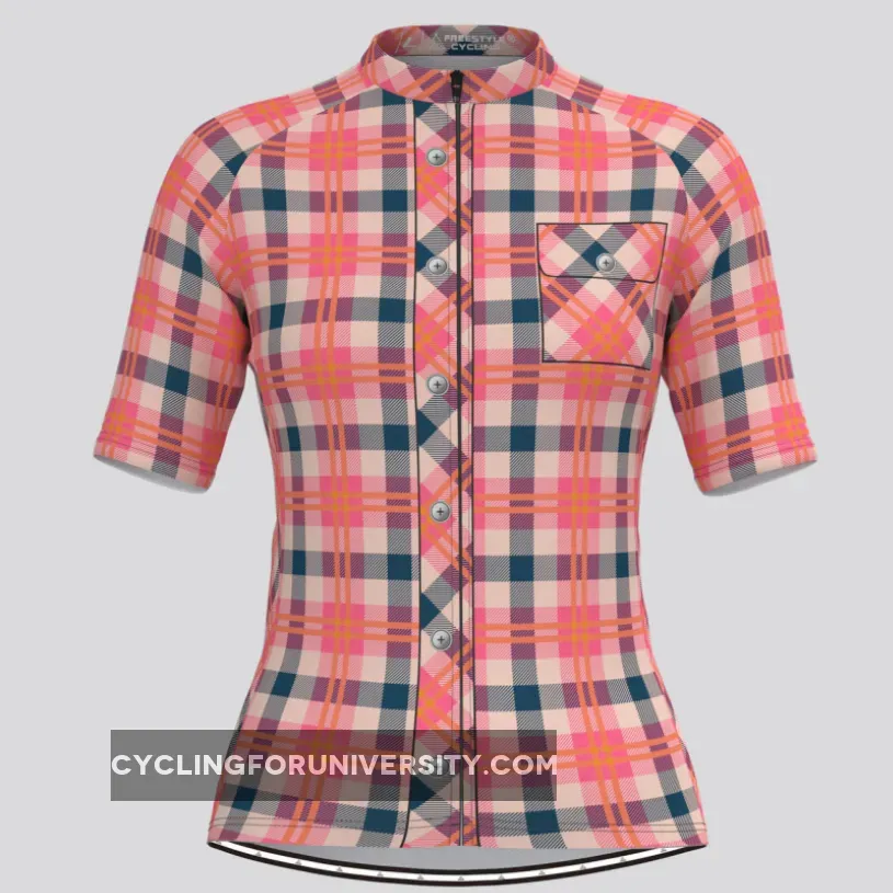 Plaid Checkered Shirt V30 Women's Cycling Jersey Brand New