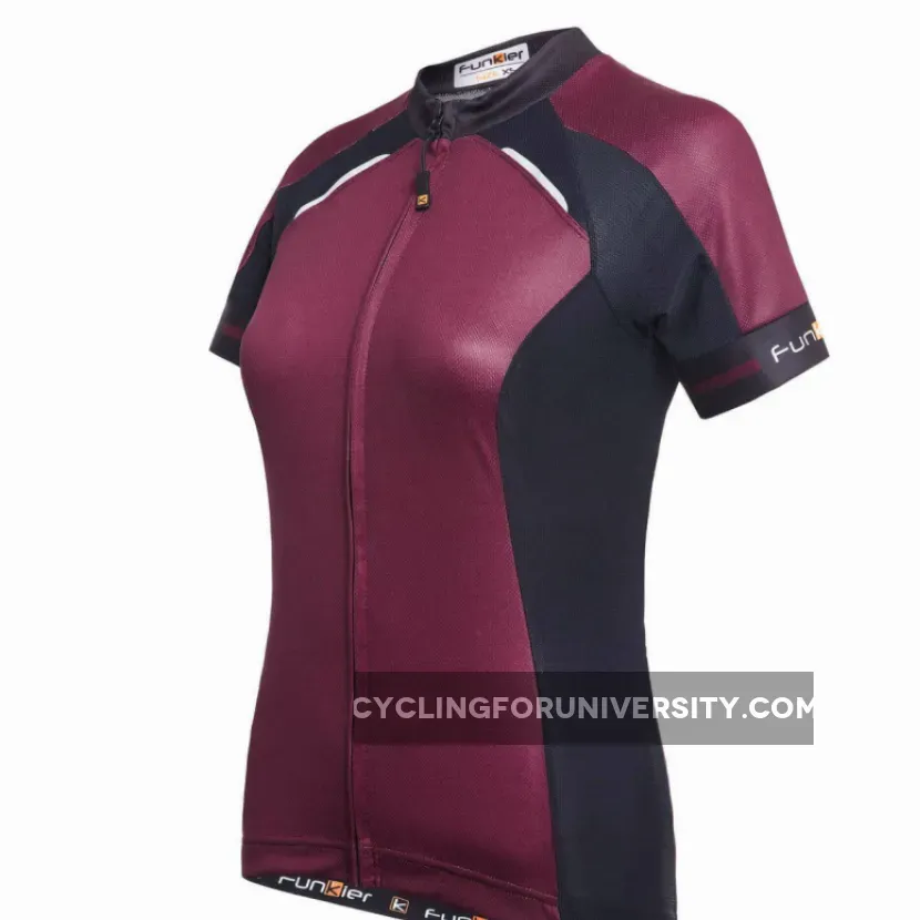 FunKier Firenze Full Zip Short Sleeve Women's Cycling Jersey Merlot