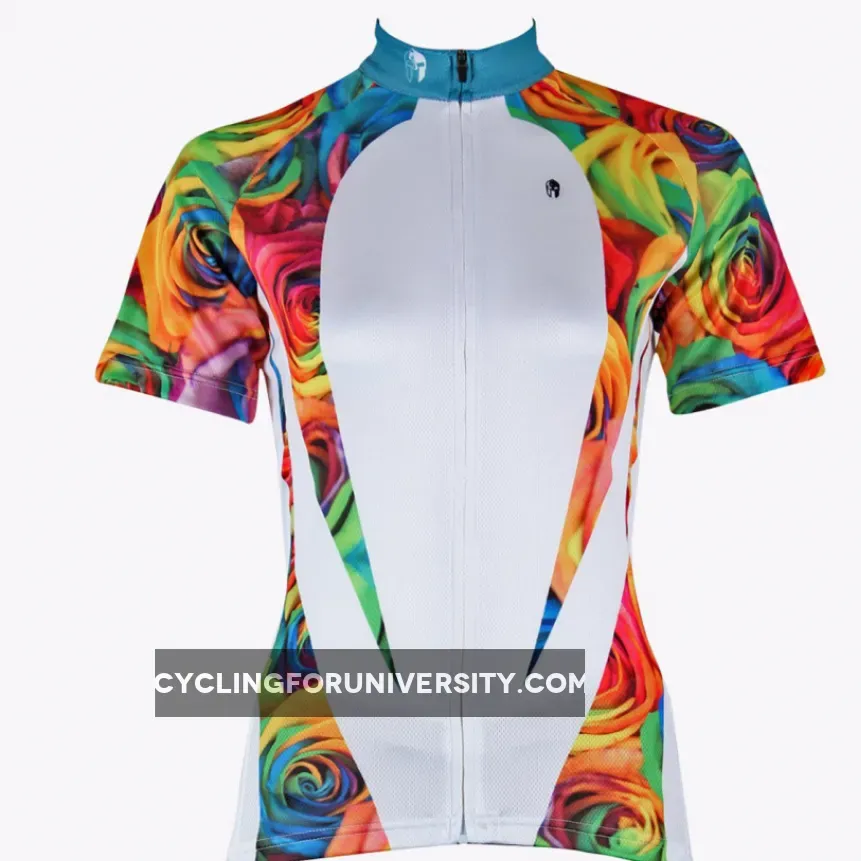 Ilpaladino Rose Patterns Elegant Women's Summer Short-Sleeve Cycling Jersey Spring Autumn Exercise Bicycling Pro Cycle Clothing Racing Apparel Outdoor Sports Leisure Biking Shirts Breathable Sport Clothes NO.224