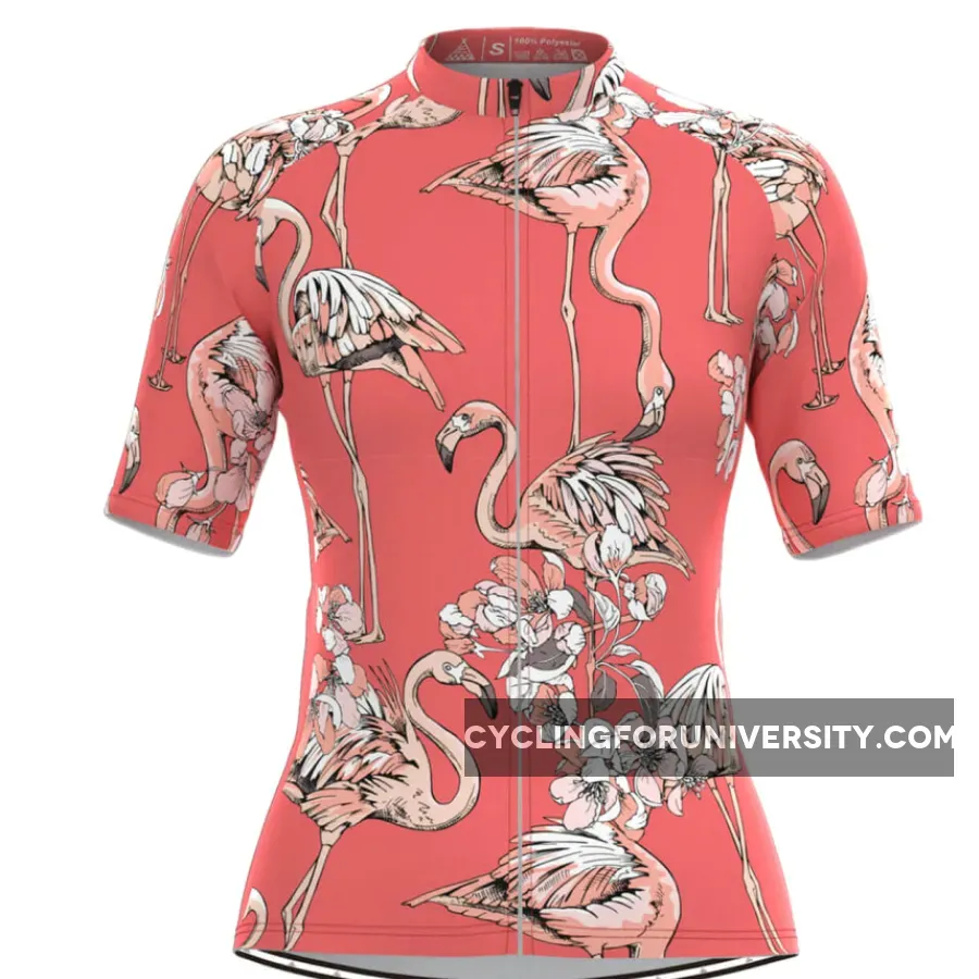 Women's Flamingo Floral Print Hawaiian Cycling Jersey