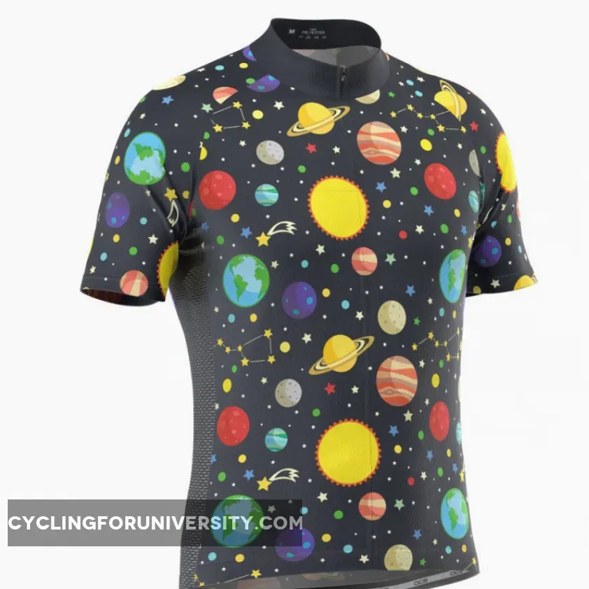 Men's Solar System Planets Short Sleeve Cycling Jersey Solar System Sleeve
