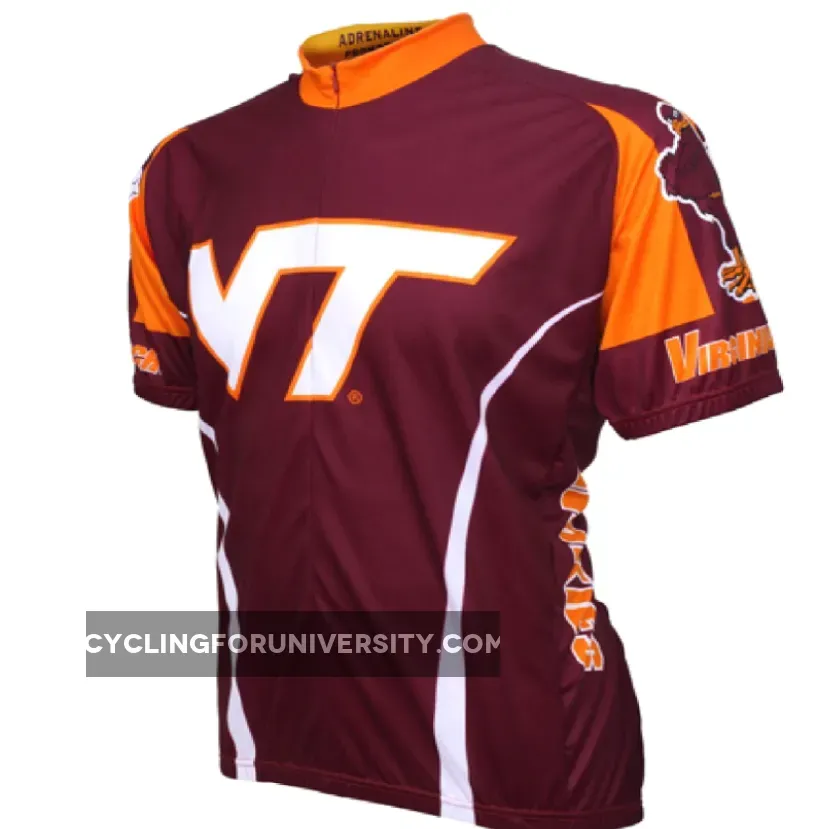 Virginia Tech Hokies 3/4 zip Men's Short Sleeve Cycling Jersey / Virginia Tech Bike Jersey