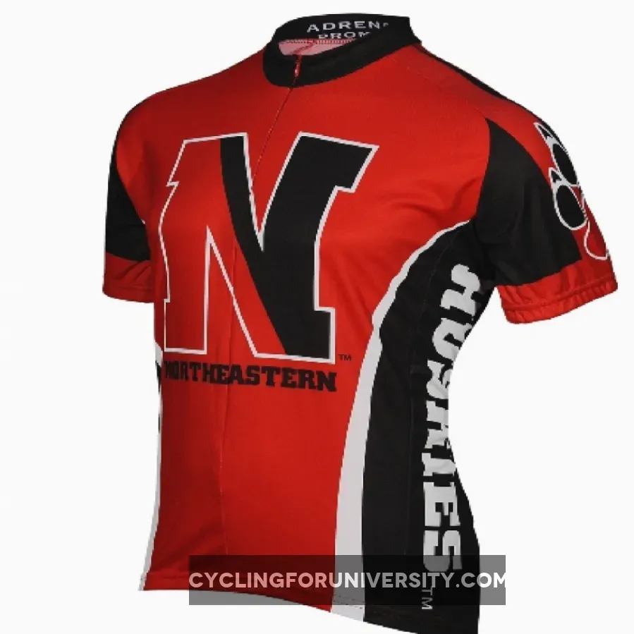 Northeastern University Huskies 3/4 zip Men's Short Sleeve Cycling Jersey / Northeastern Jersey