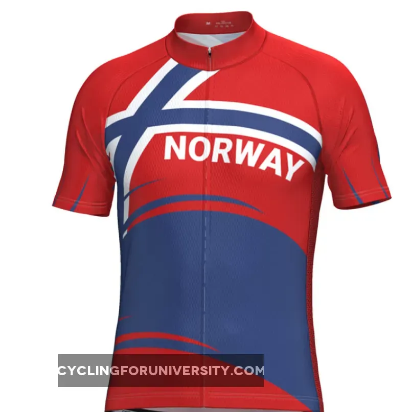 Men's Norway Bold Flag Short Sleeve Cycling Jersey For Sale