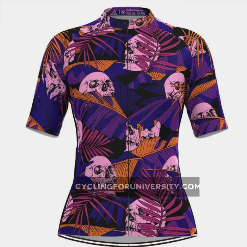 Women's Tropical & Skull Print Hawaiian Cycling Jersey