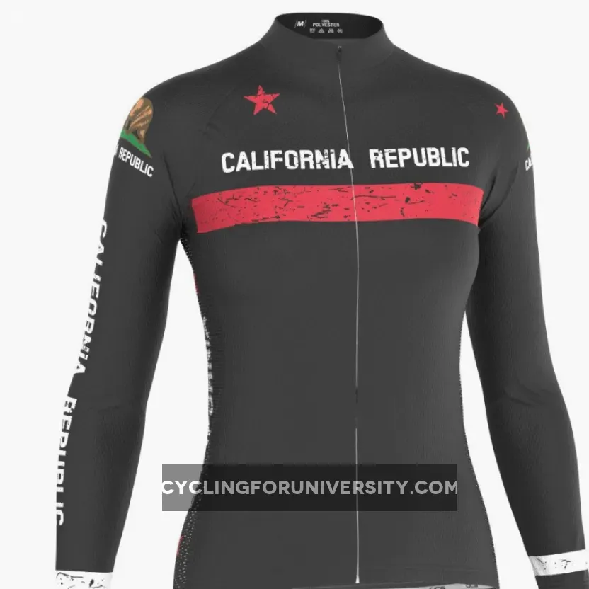 Women's California Republic Flag Long Sleeve Cycling Jersey #Womens Long Sleeve Cycling Jersey