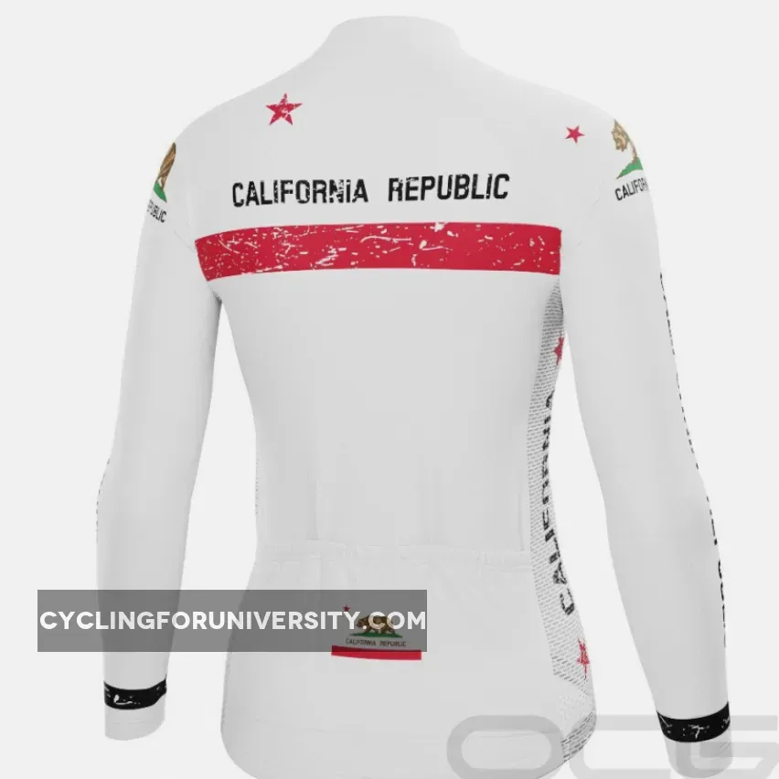 Women's California Republic Flag Long Sleeve Cycling Jersey #Womens Long Sleeve Cycling Jersey