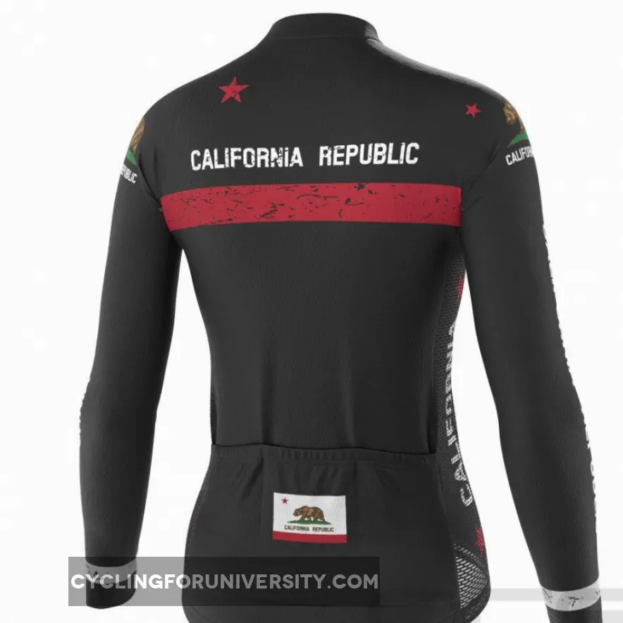 Women's California Republic Flag Long Sleeve Cycling Jersey #Womens Long Sleeve Cycling Jersey