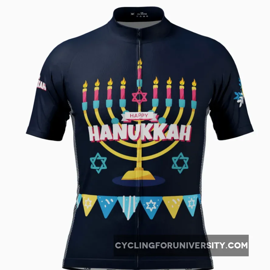 Men's Happy Hanukkah Short Sleeve Cycling Jersey, Happy Cycling