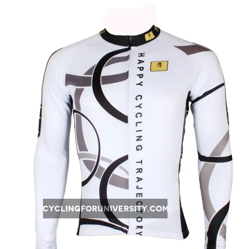 Popular Men's White Hidden-Zipper Long-sleeve Cycling Jersey with patterns for Outdoor Sport Leisure Sport Breathable and Quick Dry Fall Autumn Bike Shirt Bicycle clothing 205