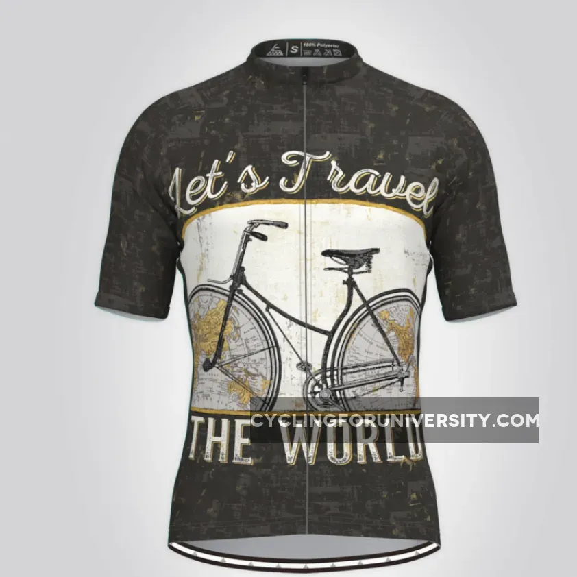 Let's Travel The World Cycling Jersey Black For Sale