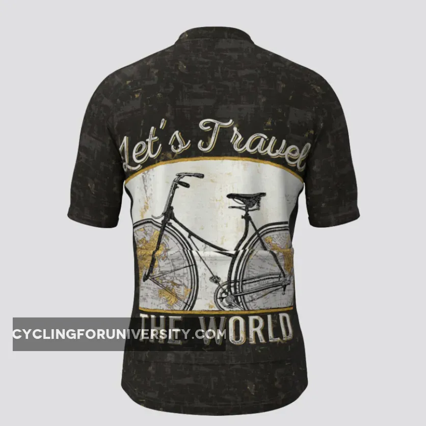 Let's Travel The World Cycling Jersey Black For Sale